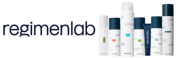 canadian skincare brand Regimen Lab logo featuring peer reviewed science based skincare products
